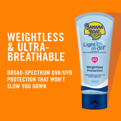Sunscreen absorbs quickly, Banana Boat Light As Air SPF 50 for winter activities.
