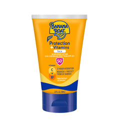 Banana Boat Protection + Vitamins sunscreen bottle for daily sun protection.