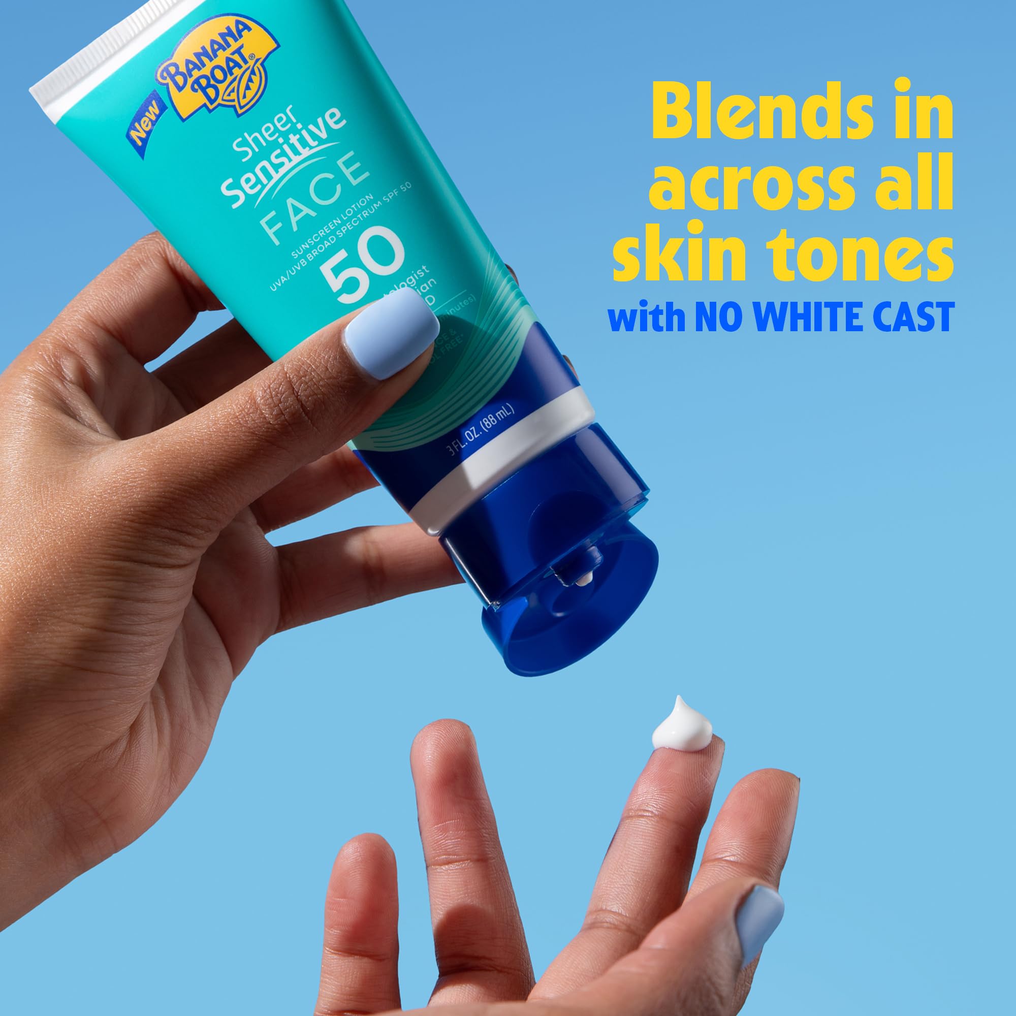 Banana Boat Sheer Sensitive Face Lotion SPF 50 bottle with fragrance-free formula