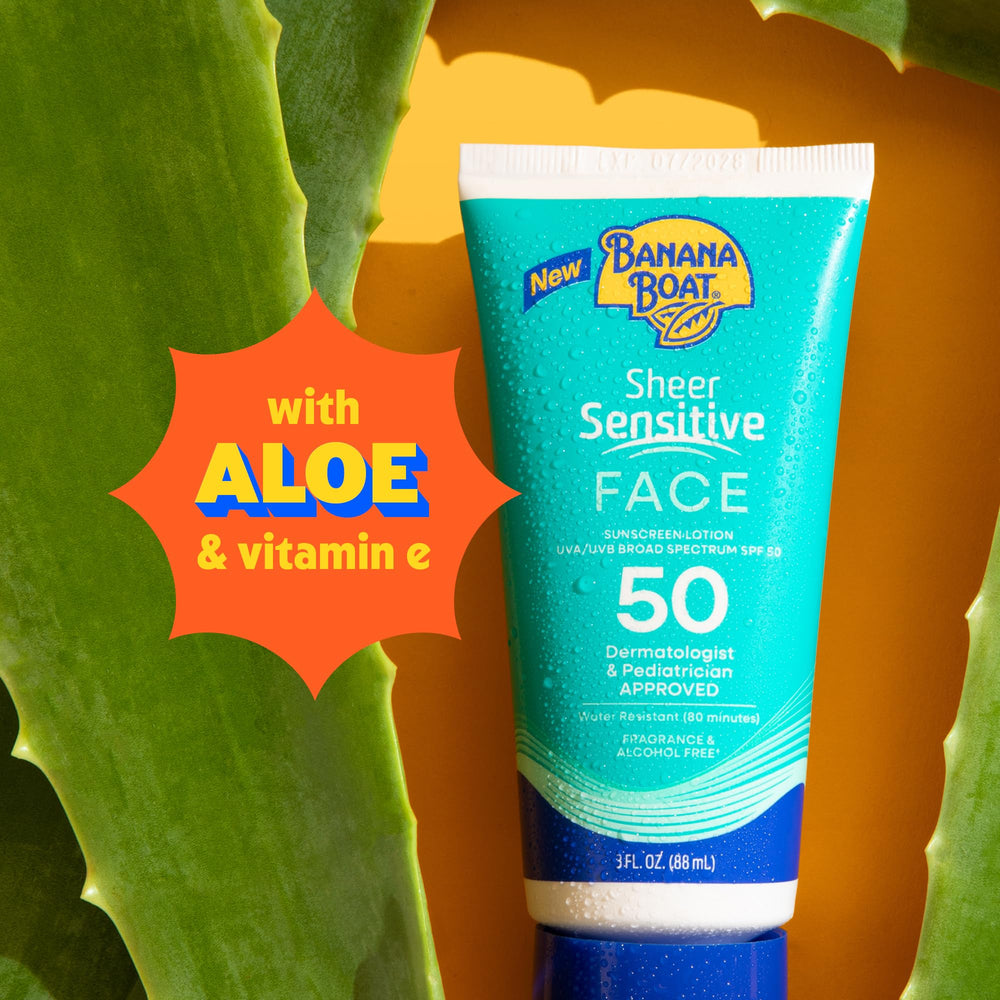 Banana Boat Sheer Sensitive Face Lotion SPF 50 demonstrates water resistance during activity
