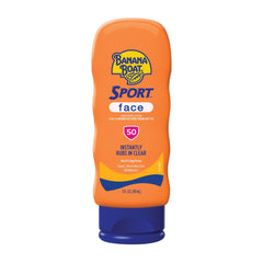 Banana Boat Sport Face SPF 50 application demonstrates quick clear rub in