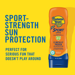 Banana Boat Sport SPF 60 lotion dispense closeup shows fast, even coverage.