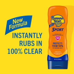Banana Boat Sport Ultra SPF 50 with ceramides, aloe, and vitamin E moisturizes.