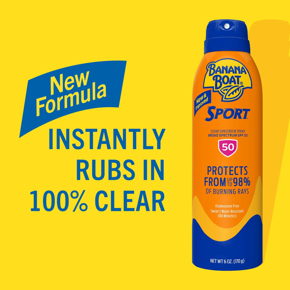 Banana Boat Sport Ultra SPF 50 spray closeup dispense for easy reach