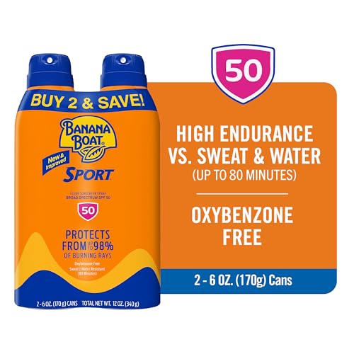 Banana Boat Sport Ultra SPF 50 spray twin-pack back view showing packaging