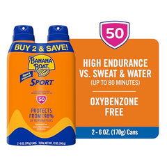Banana Boat Sport Ultra SPF 50 spray twin-pack back view showing packaging