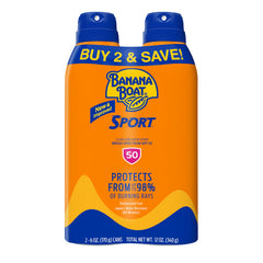 Banana Boat Sport Ultra SPF 50 spray twin-pack front view for active sun protection
