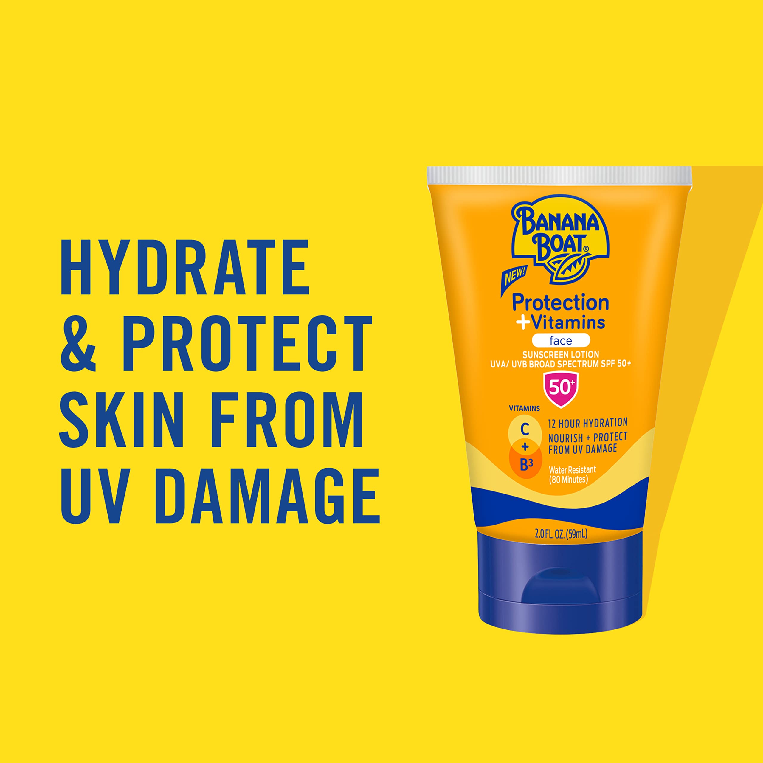 Banana Boat Vitamin C Niacinamide label highlights nourishing ingredients.