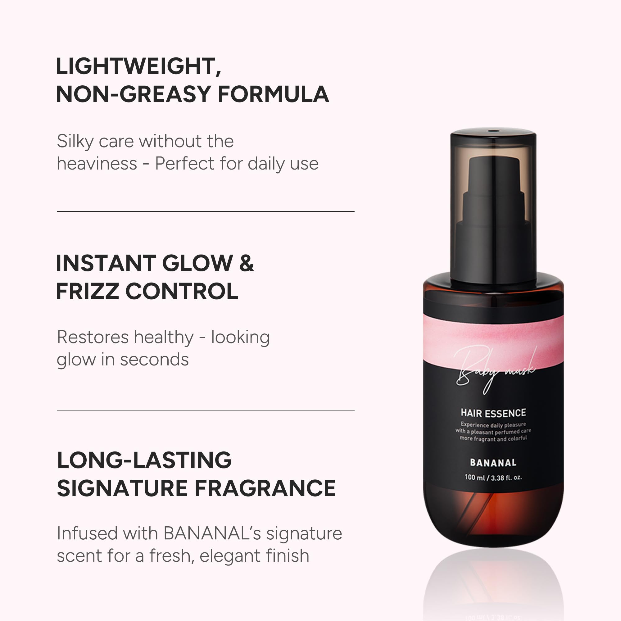 BANANAL glass hair shine closeup showing radiant frizz control