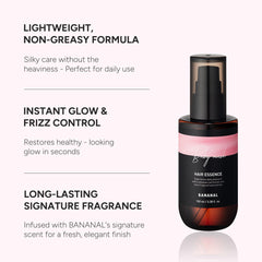 BANANAL glass hair shine closeup showing radiant frizz control