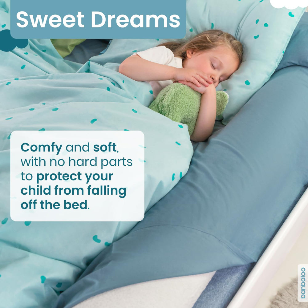 BANBALOO safety rail for queen bed, easy setup for sleepovers and travel.