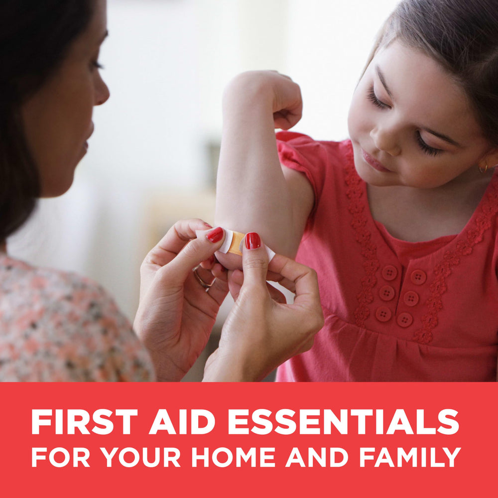Band-Aid 160-piece first aid supplies set for quick wound care on the go.