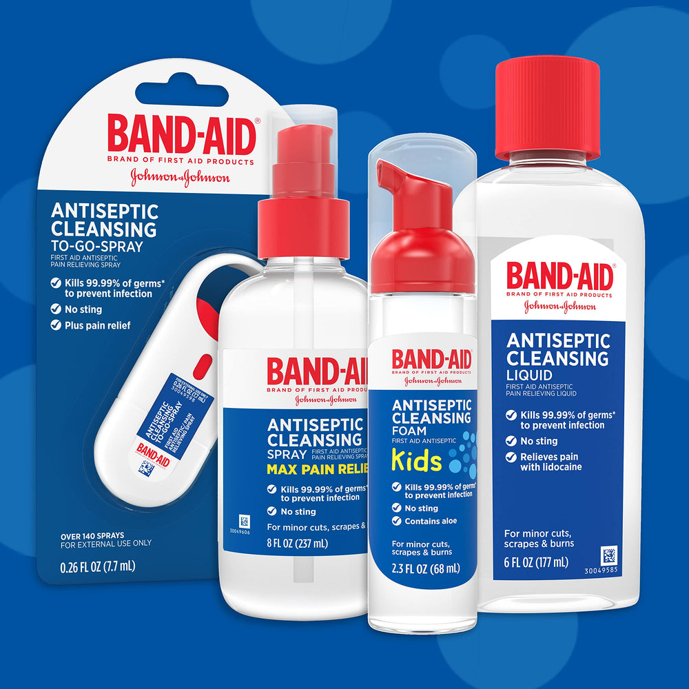 Band-Aid antiseptic cleansing liquid with analgesic action on minor wounds.