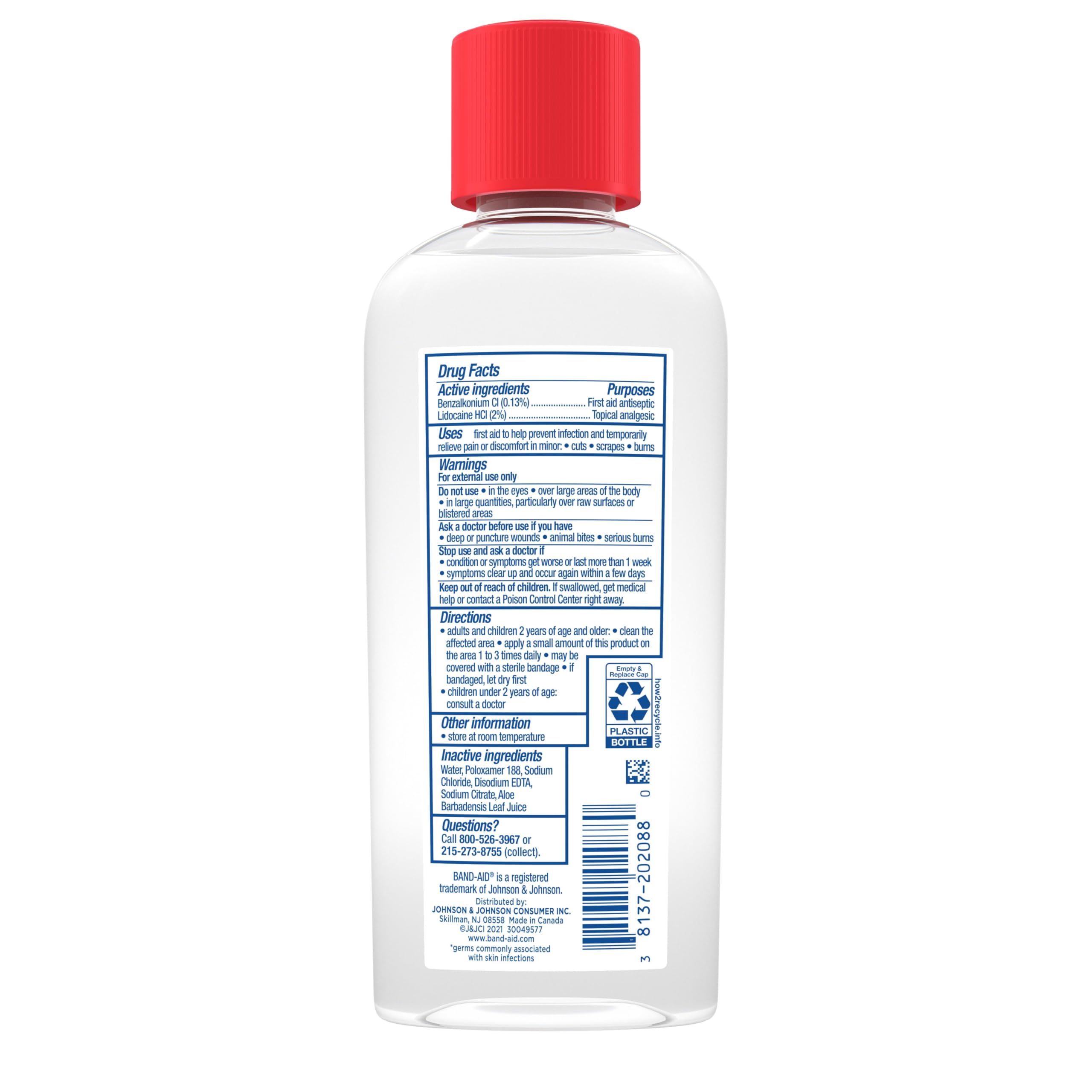 Band-Aid antiseptic cleansing liquid drying before bandage application.