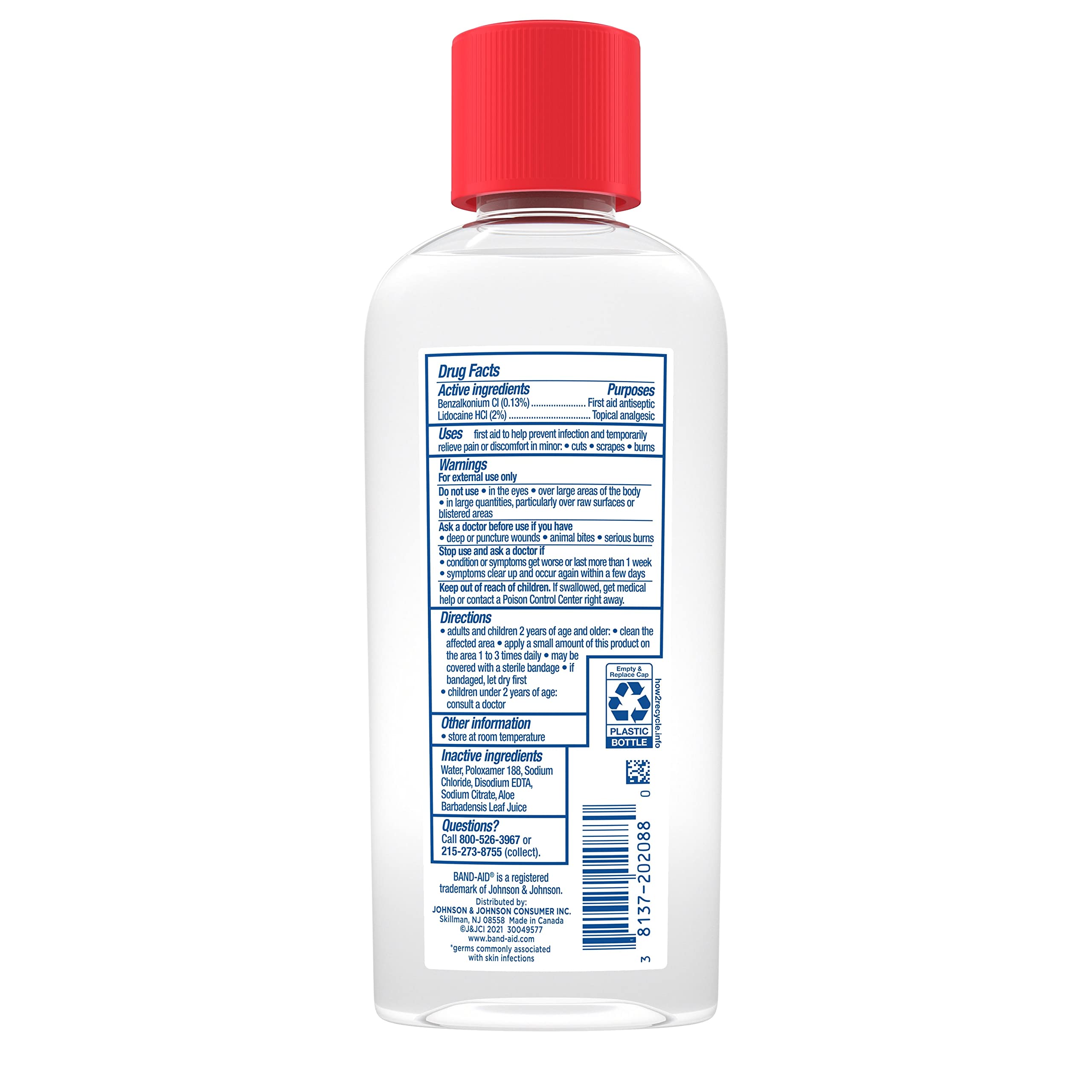 Pouring Band-Aid antiseptic cleansing liquid onto a wound for cleaning.