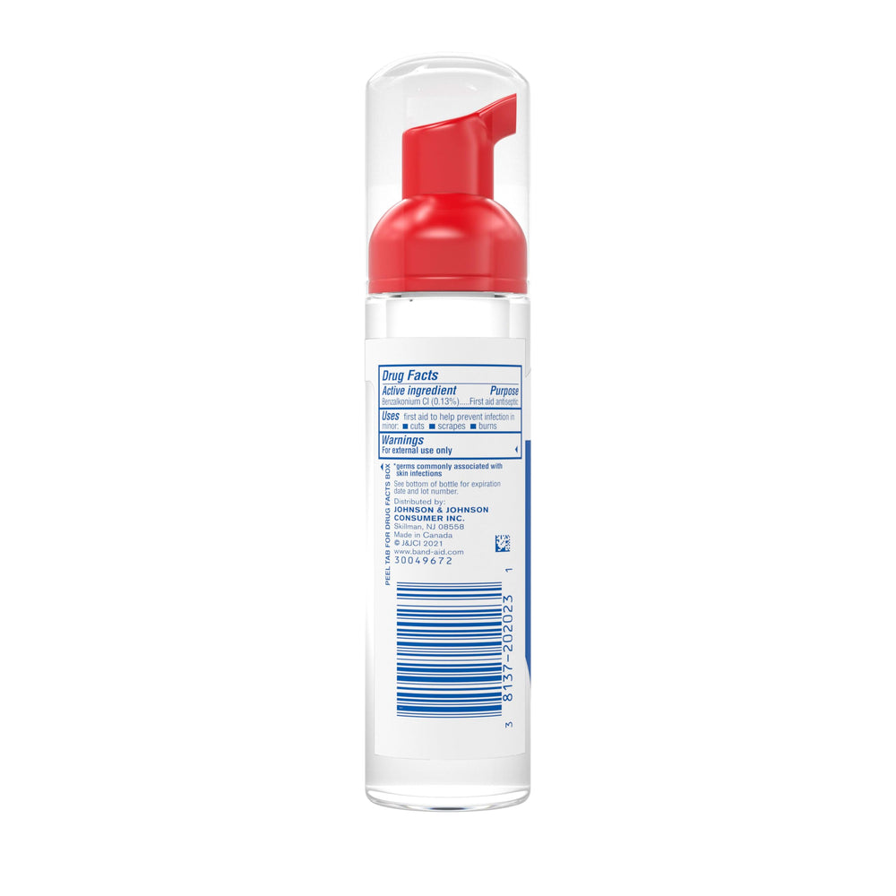 Band-Aid Brand antiseptic cleansing foam kids after drying, cover with sterile bandage.