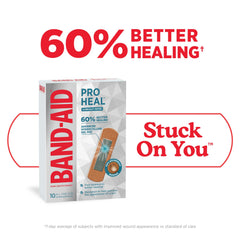 Hydrocolloid gel pad balances moisture under Band-Aid Brand Pro Heal for gentle wound care.