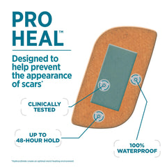 Band-Aid Pro Heal applied on skin during shower to illustrate waterproof hold