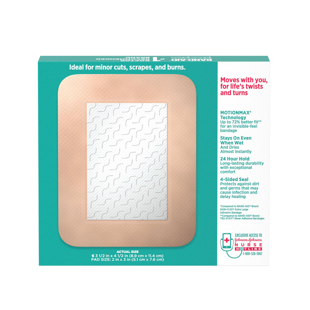 Band-Aid Brand Skin-Flex one-step dressing ready to apply.