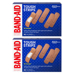 Band-Aid Tough Strips dual-box set providing durable wound protection