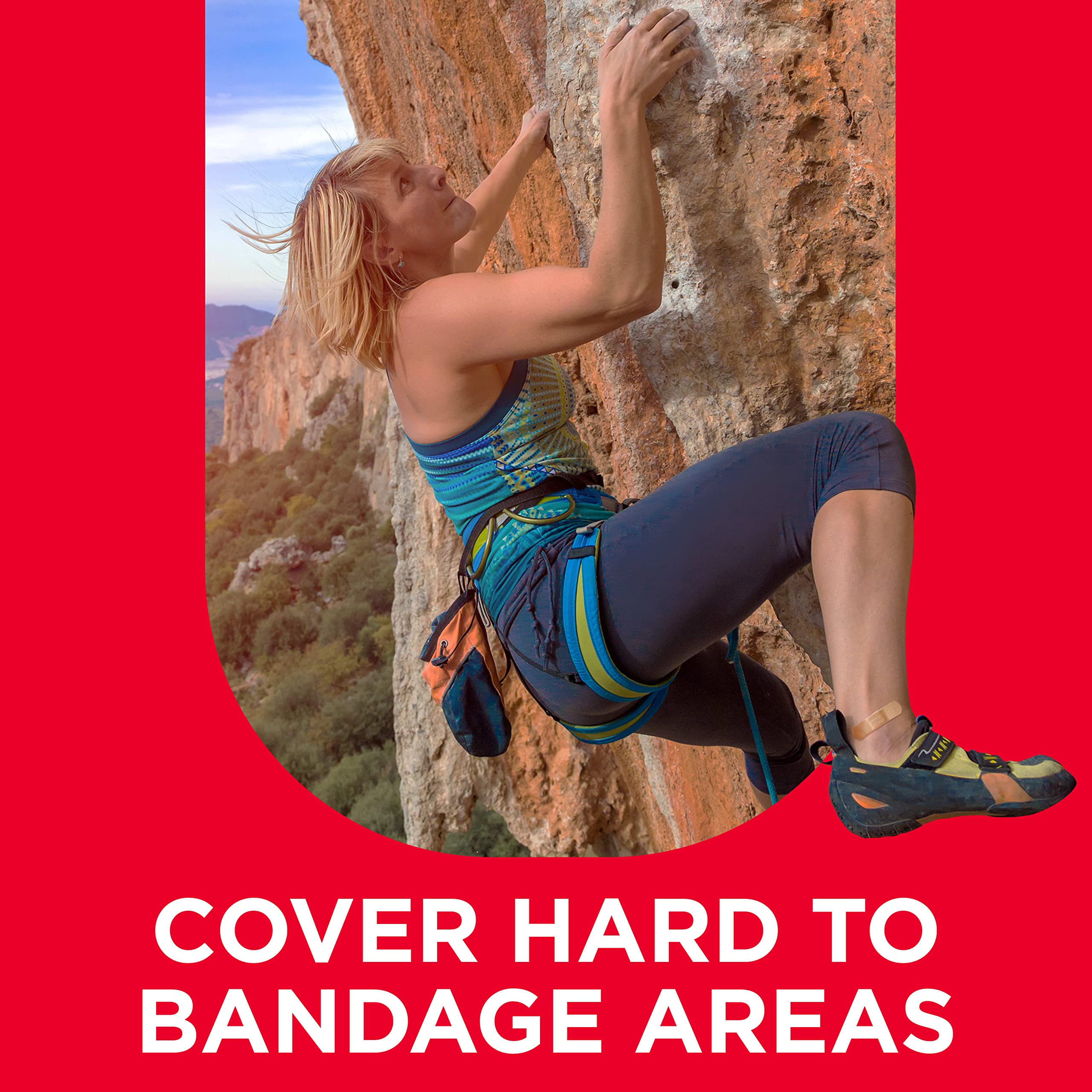 Band-Aid Tough Strips with Dura-Weave fabric for secure adhesion