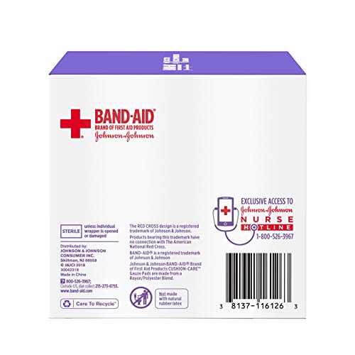 Cushion-Care gauze pads in sterile packaging inside the box
