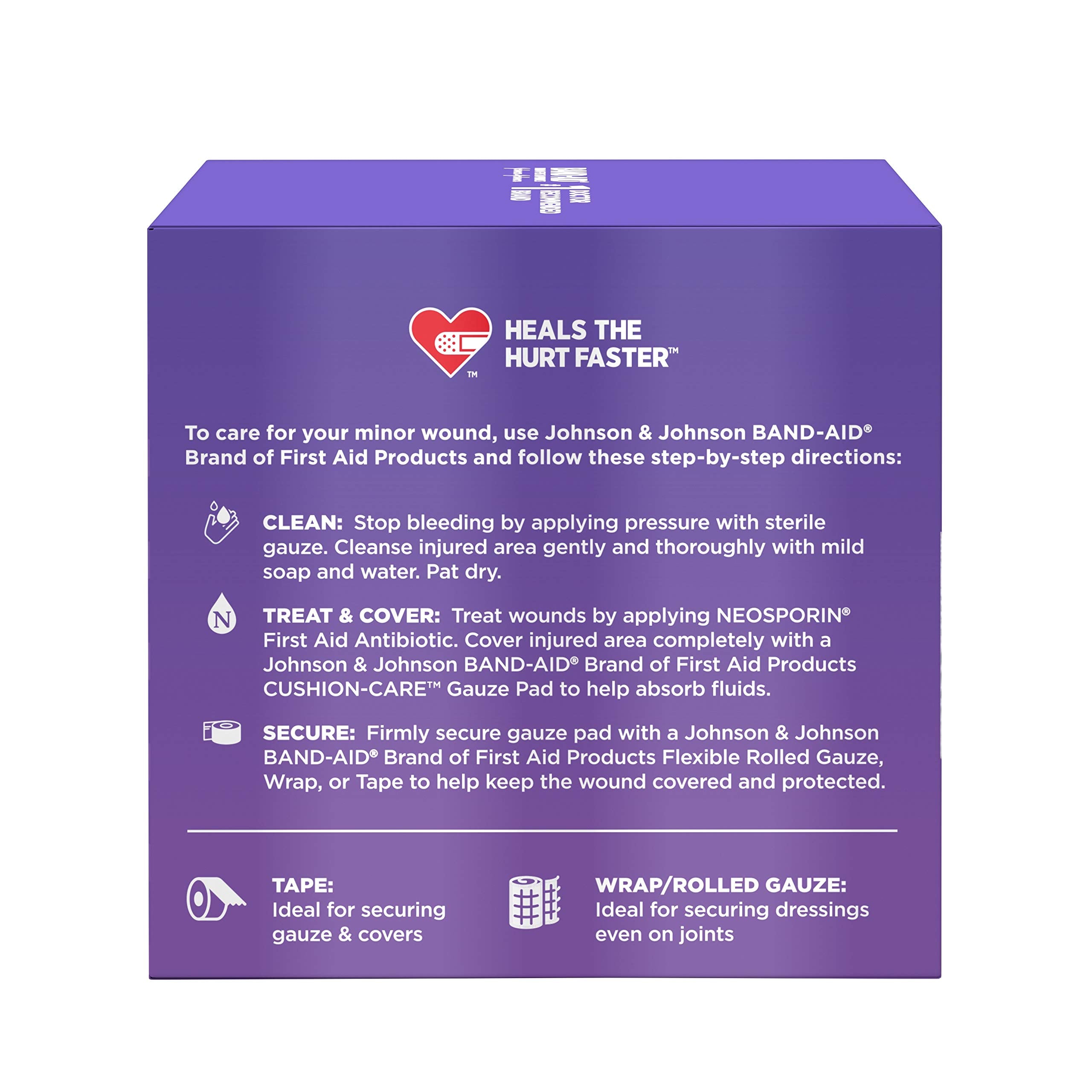 Front view of Cushion-Care packaging in a first aid kit