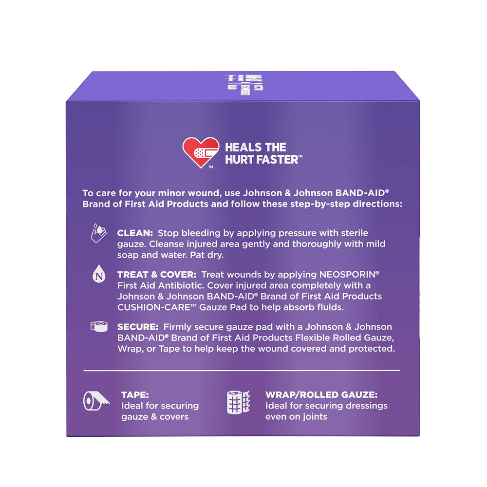 Front view of Cushion-Care packaging in a first aid kit