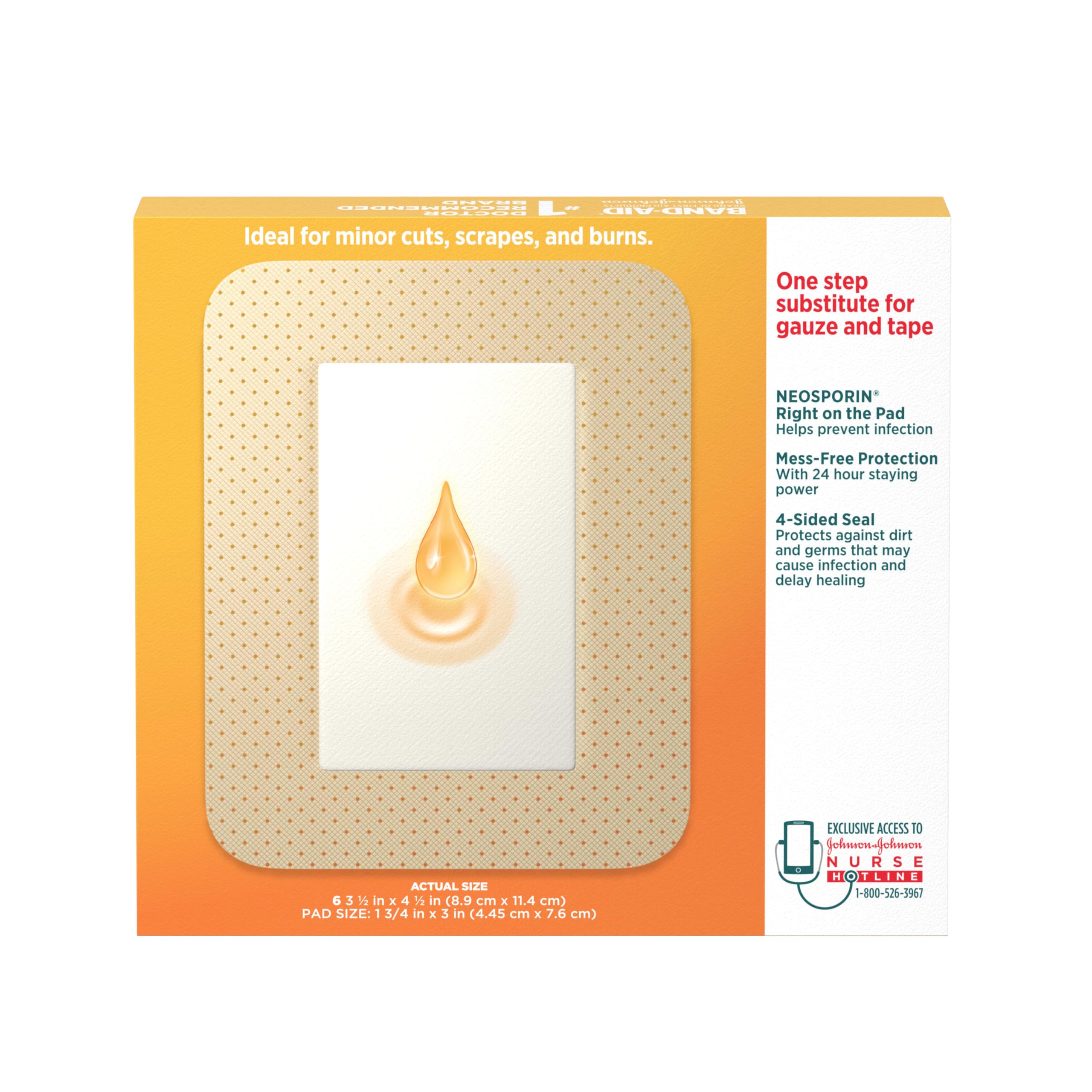 Band-Aid Infection Defense Quilt-Aid pad removes gently without sticking to the wound.