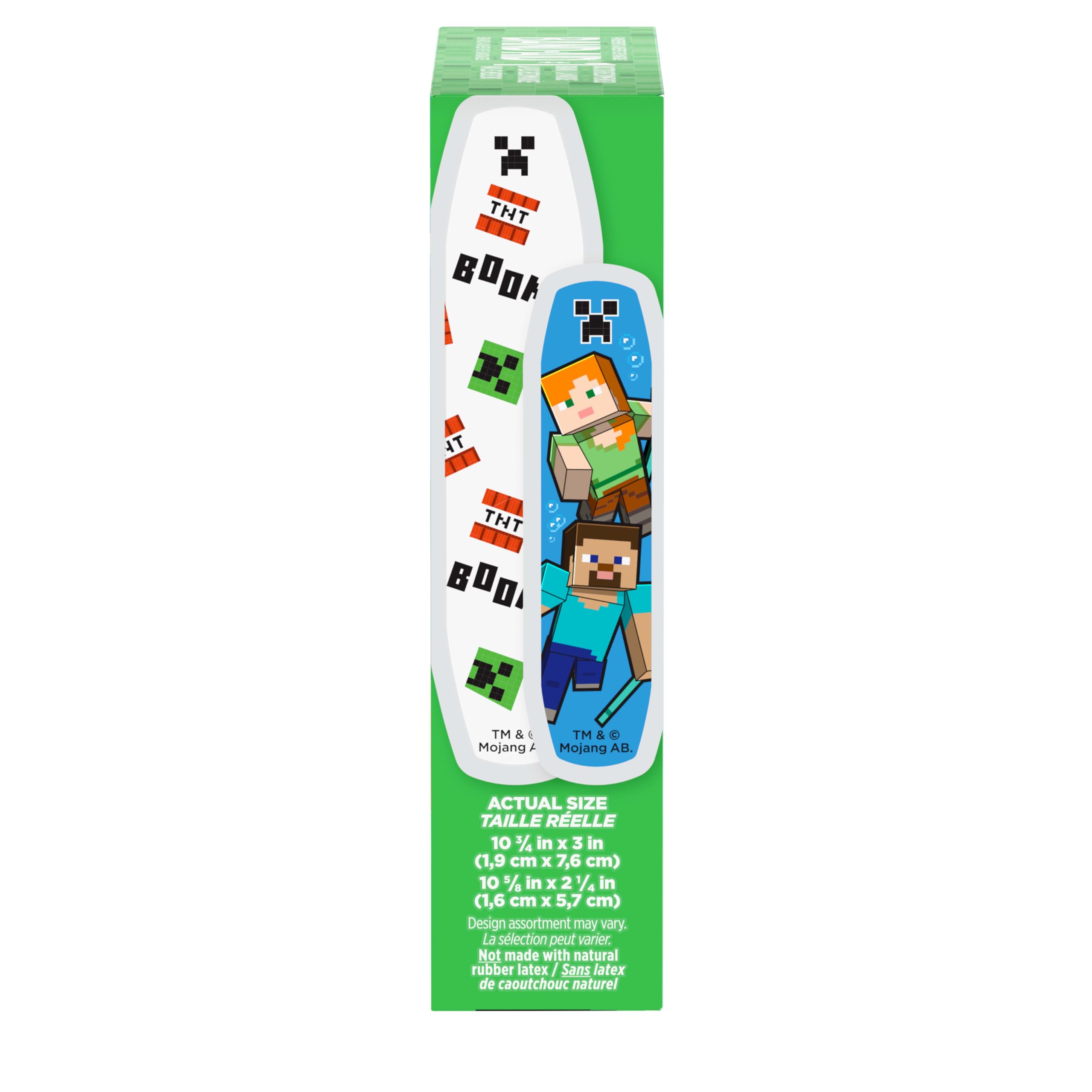 Band-Aid Minecraft bandages in assorted sizes for versatile coverage on kids.