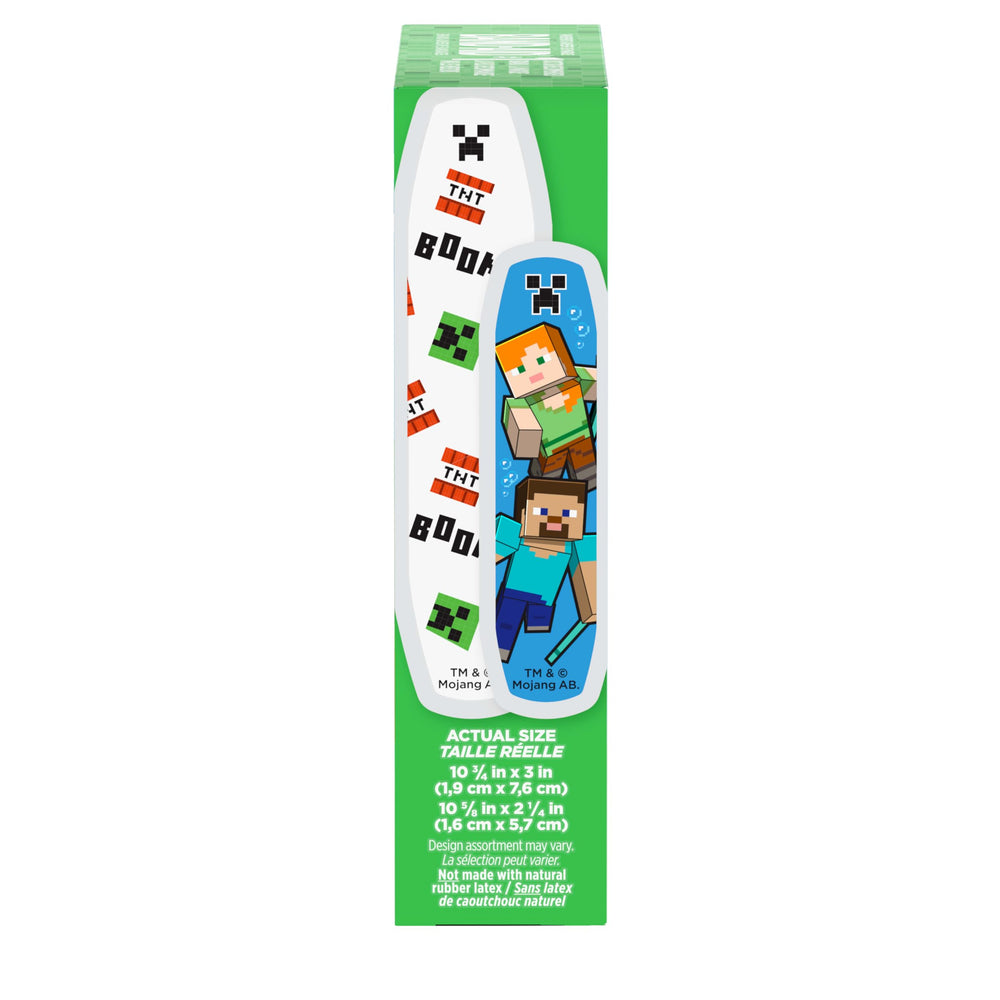 Band-Aid Minecraft bandages in assorted sizes for versatile coverage on kids.