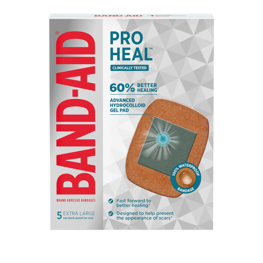 Band-Aid Pro Heal extra-large size for bigger minor wounds.