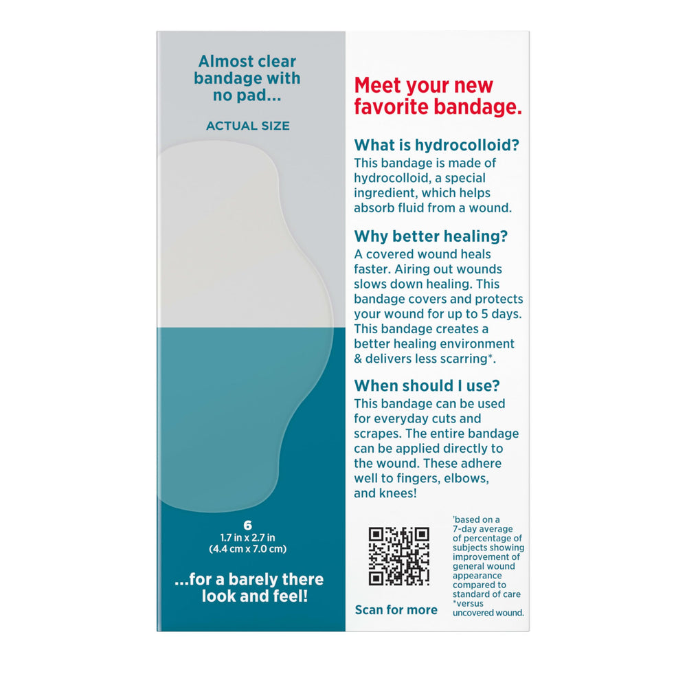 Six-count large bandage pack for everyday minor wounds.