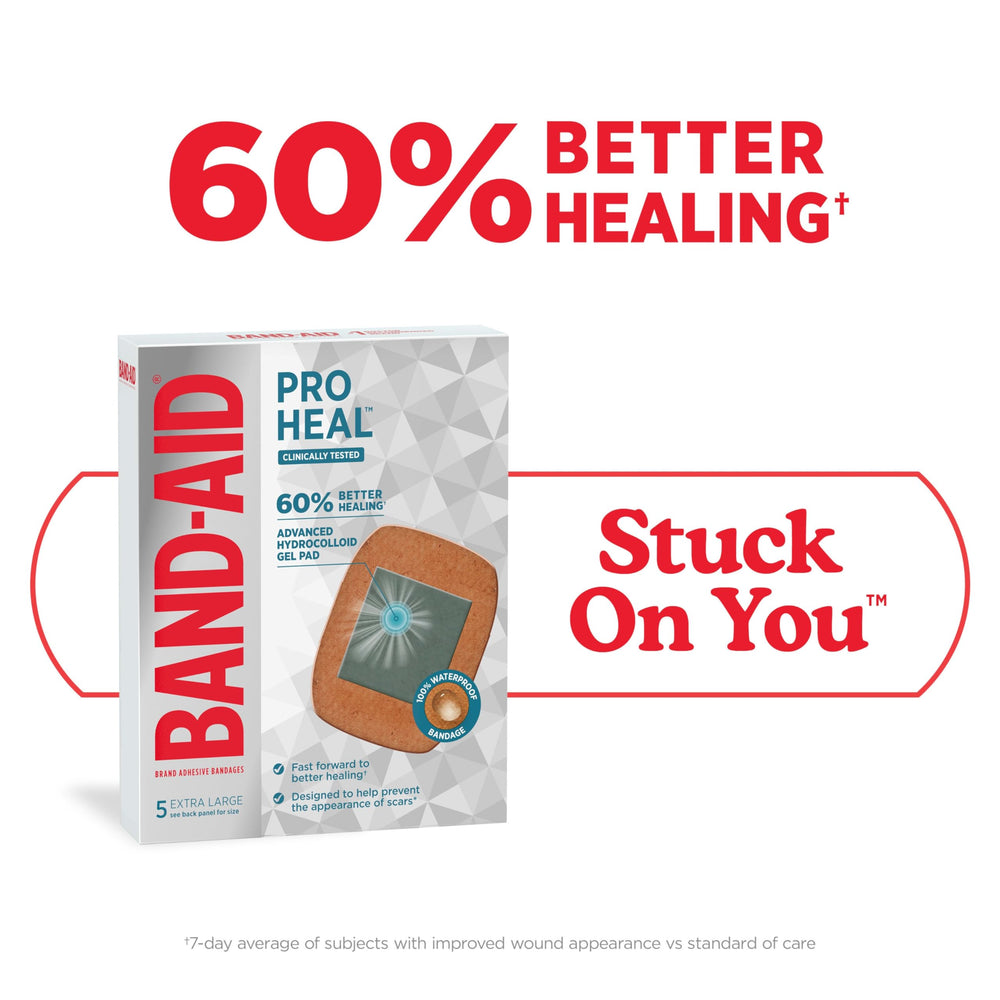 Band-Aid Pro Heal seals wounds to block germs.