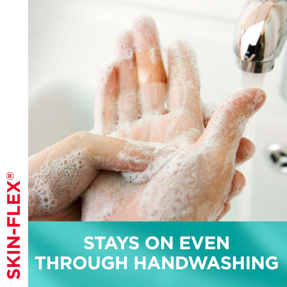 Band-Aid Skin-Flex dries quickly when wet for everyday resilience.