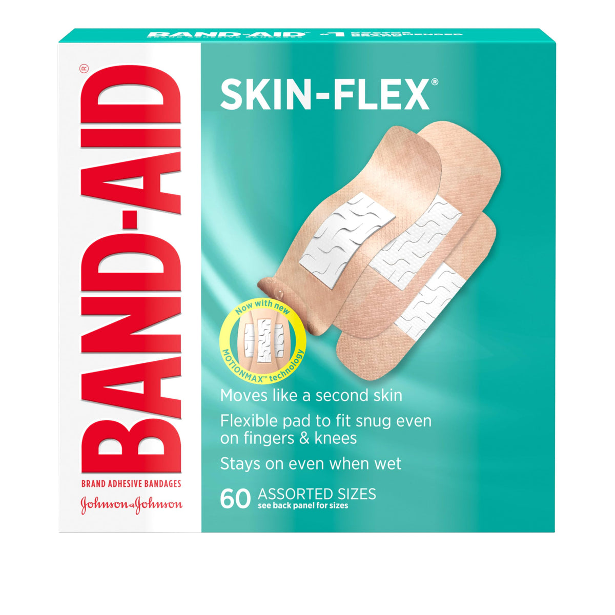Band-Aid Skin-Flex bandages packaging for quick wound care on the go.