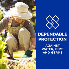 Band-Aid Water Block Flex sterile bandages stay secure even when wet.