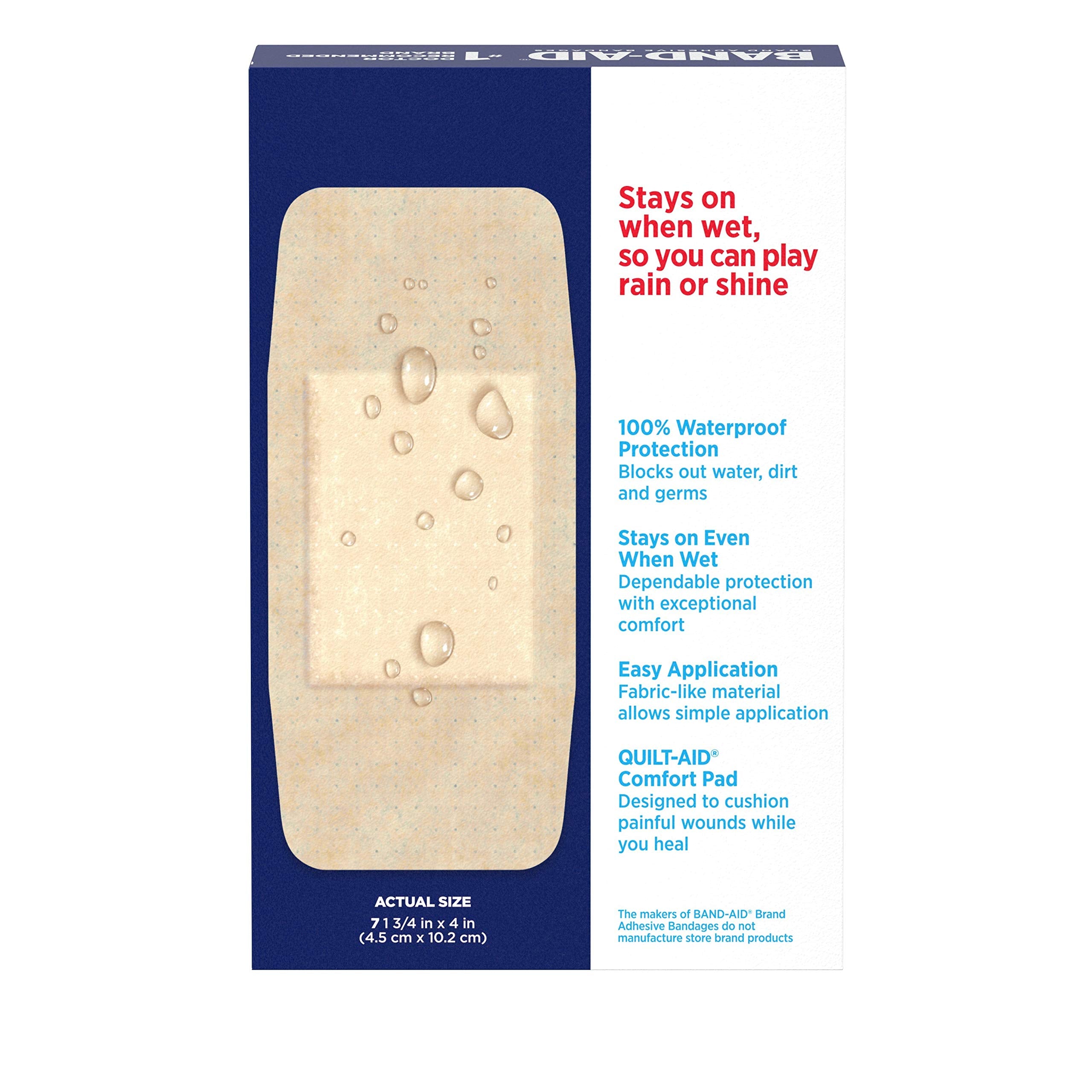 Band-Aid Water Block Flex waterproof protection against water, dirt, and germs.