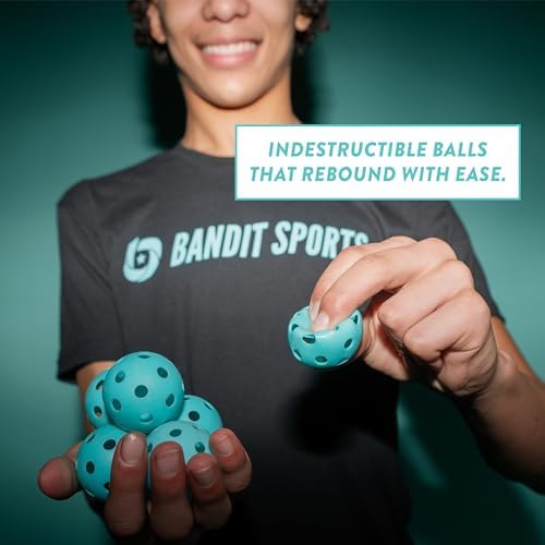 Closeup of Bandit Sports Mini Popper Balls showing rebound durability.
