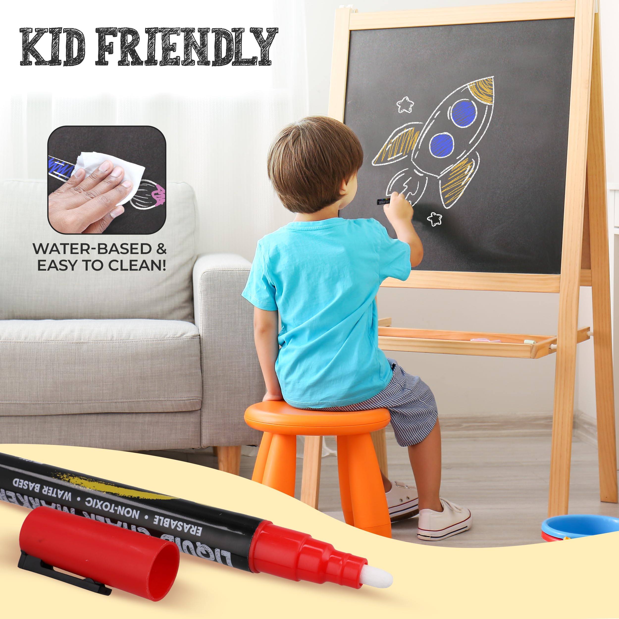 Bandle B. Chalk Markers are non-toxic and kid-friendly for classrooms.