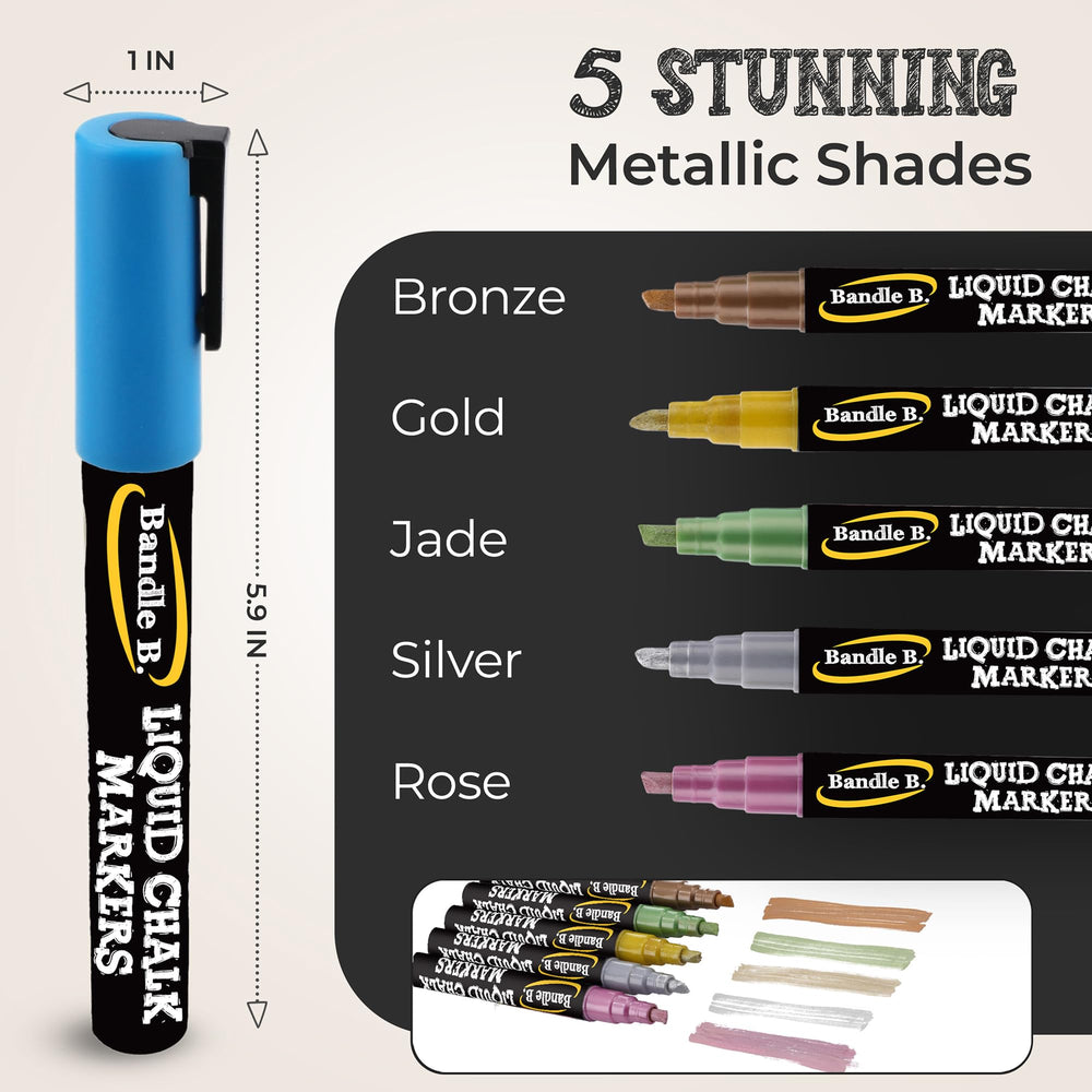 Bandle B. Chalk Markers wipe clean with a damp cloth on non-porous surfaces.