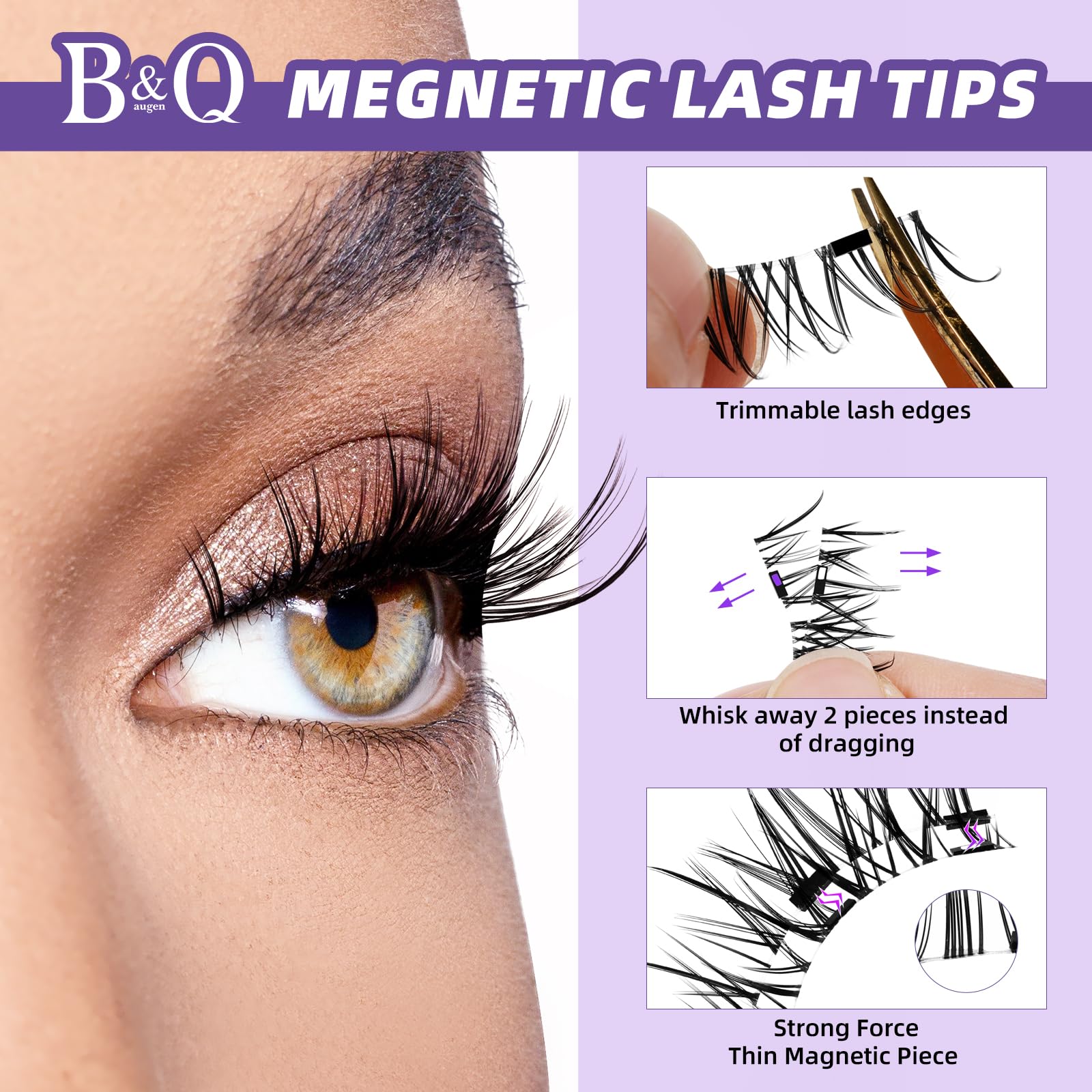 BandQaugen magnetic lashes with clear markers for precise placement.