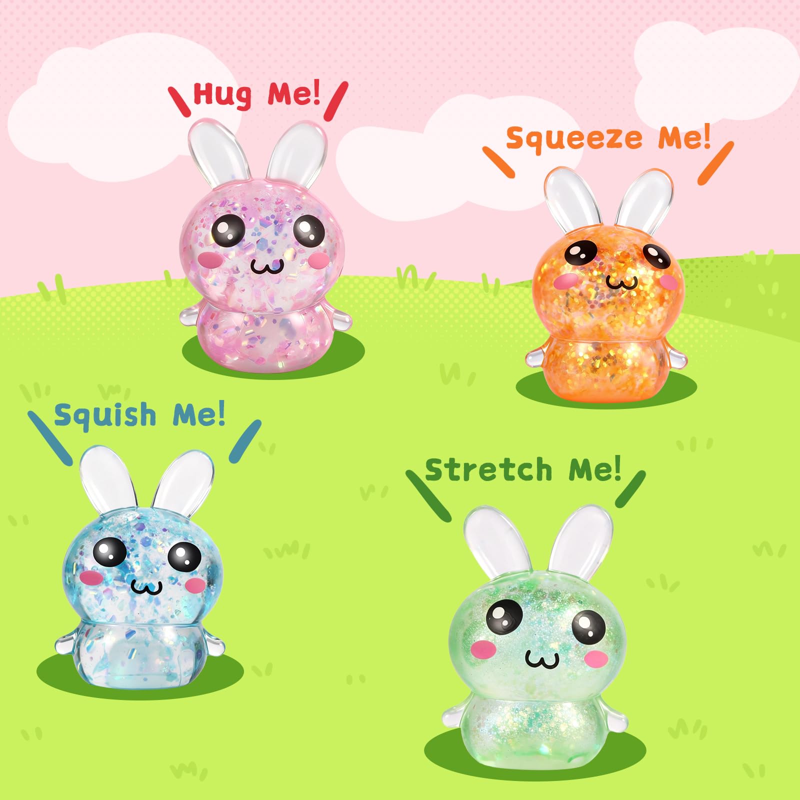 BANERLE bright color bunny squishies eight colors for color recognition.