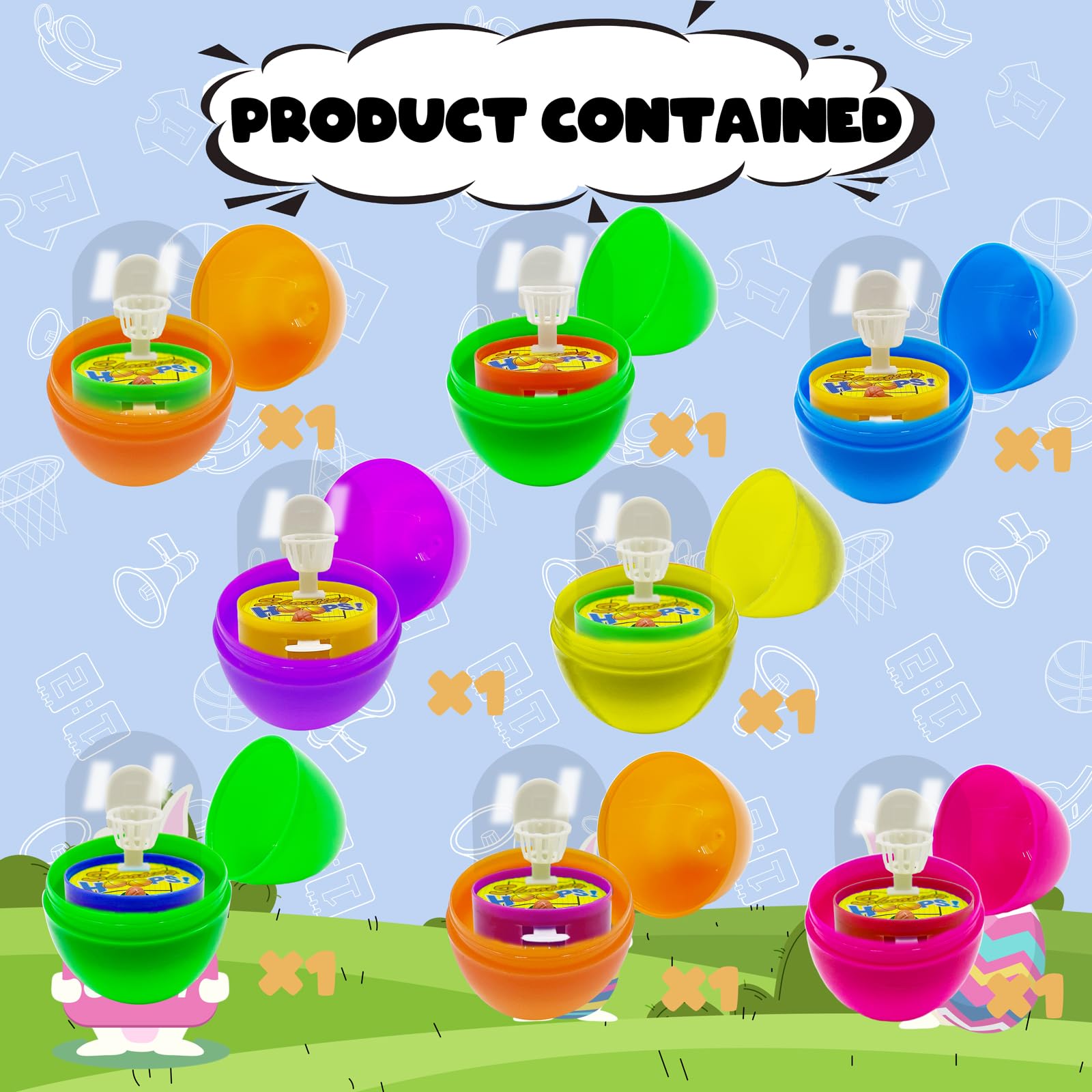 Banerle mini finger basketball toys inside eggs promote hand-eye coordination.