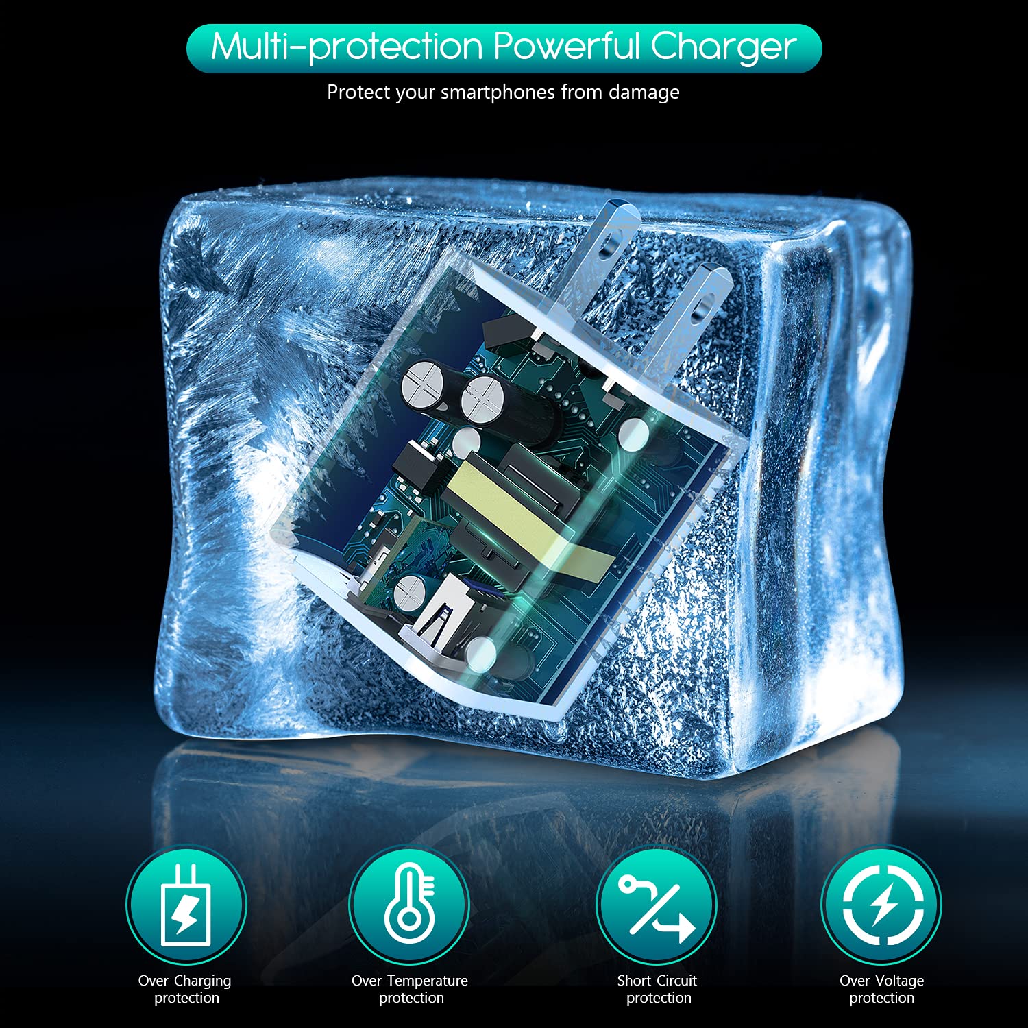 Banety wall charger block with compact design for travel.