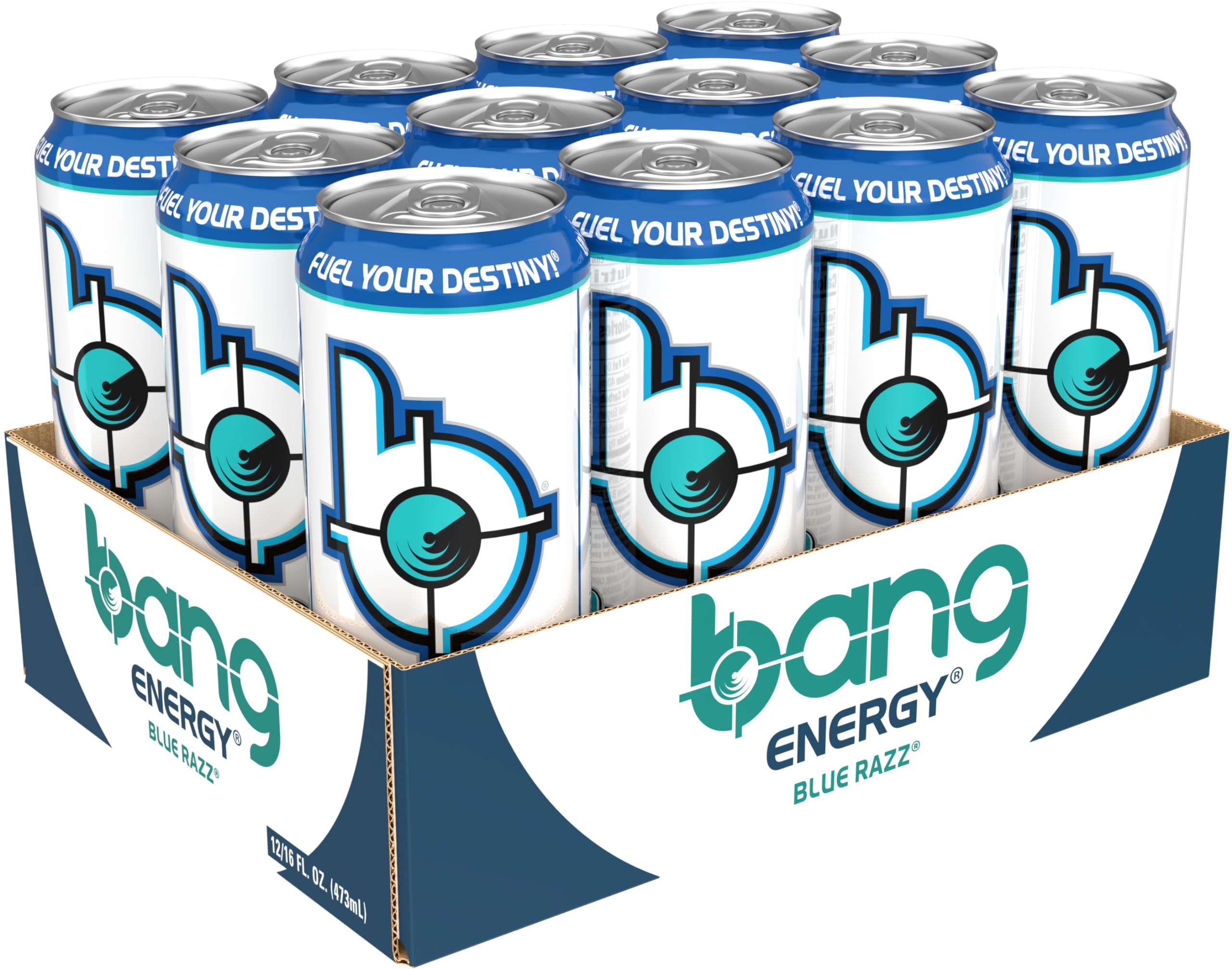 Bang Blue Razz being poured into a glass for a zero-calorie energy sip