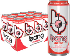 Bang Energy Delish Strawberry Kiss can showing bold flavor and lasting energy.