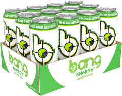 Bang Energy Lime Pop Drop can side view highlighting caffeine boost for busy days