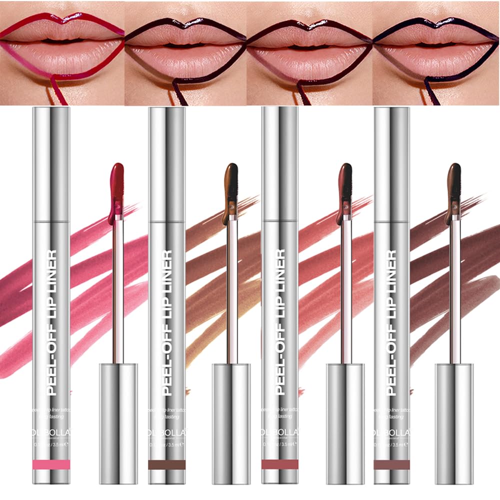 Bangfeng peel-off lip liner stain application highlights precise contour for defined lips.