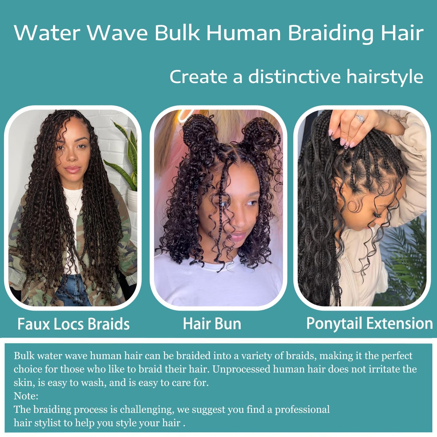 Bangxunk boho knotless braids bulk hair enables soft, airy styles.